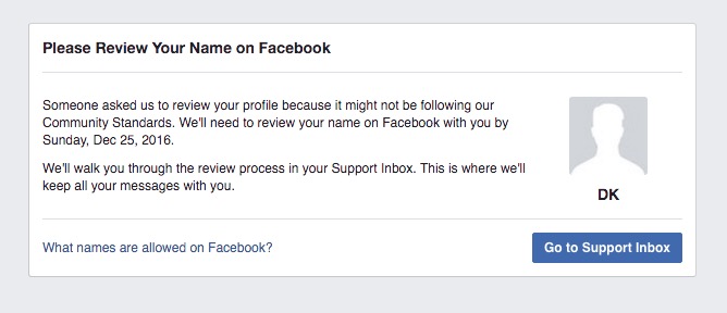Facebook Name Review